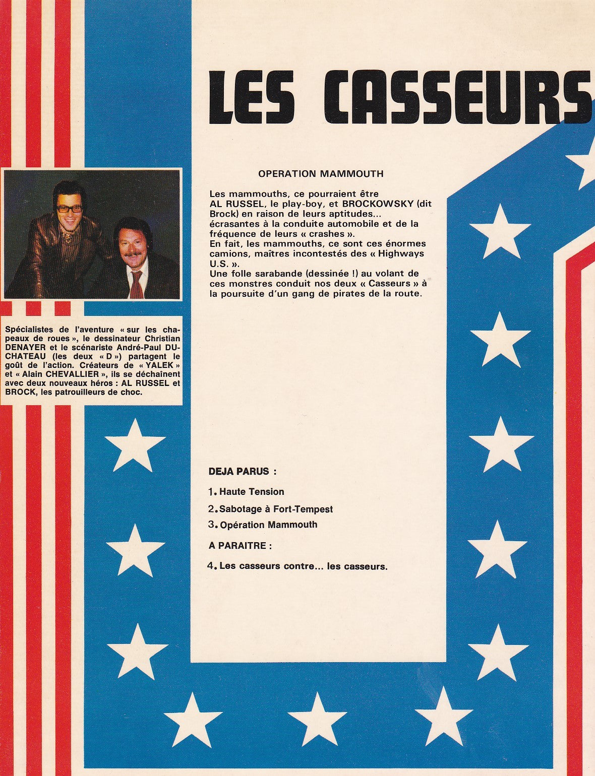 BD Les casseurs - Opération Mammouth - N°3 EO -1978 -TBE- Denayer