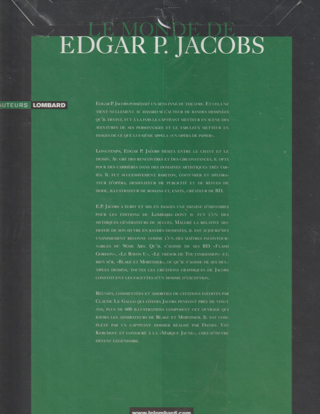 Bd - Auteurs lombard - Le monde de edgar P. Jacobs - Tome 6 - Jacobs - EO - 2006 - TTBE - Lombard