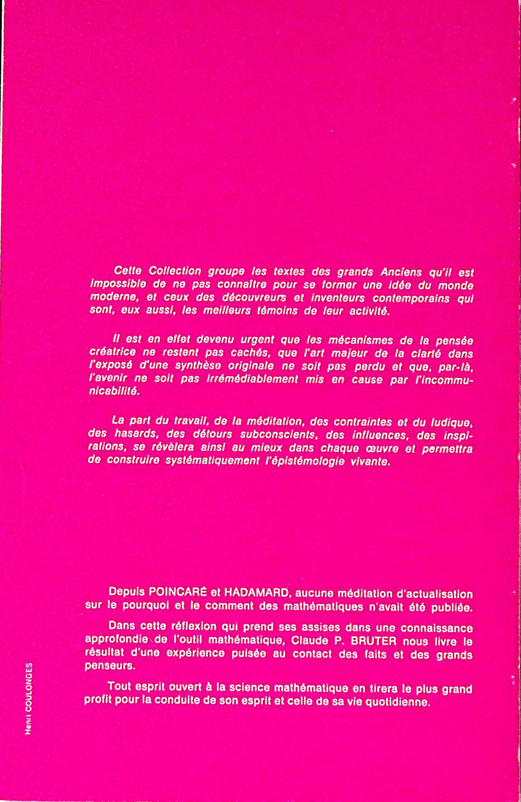 Livre ancien - Mathématiques - Sur la nature des mathématiques - Claude Paul Bruter - EO - 1973 - TTBE- Gauthier-Villars