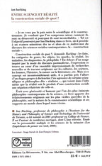 Livre ancien - SSH - Entre science et réalité, la construction sociale de quoi? - Ian Hacking - EO - 2001 - TTBE- La découverte