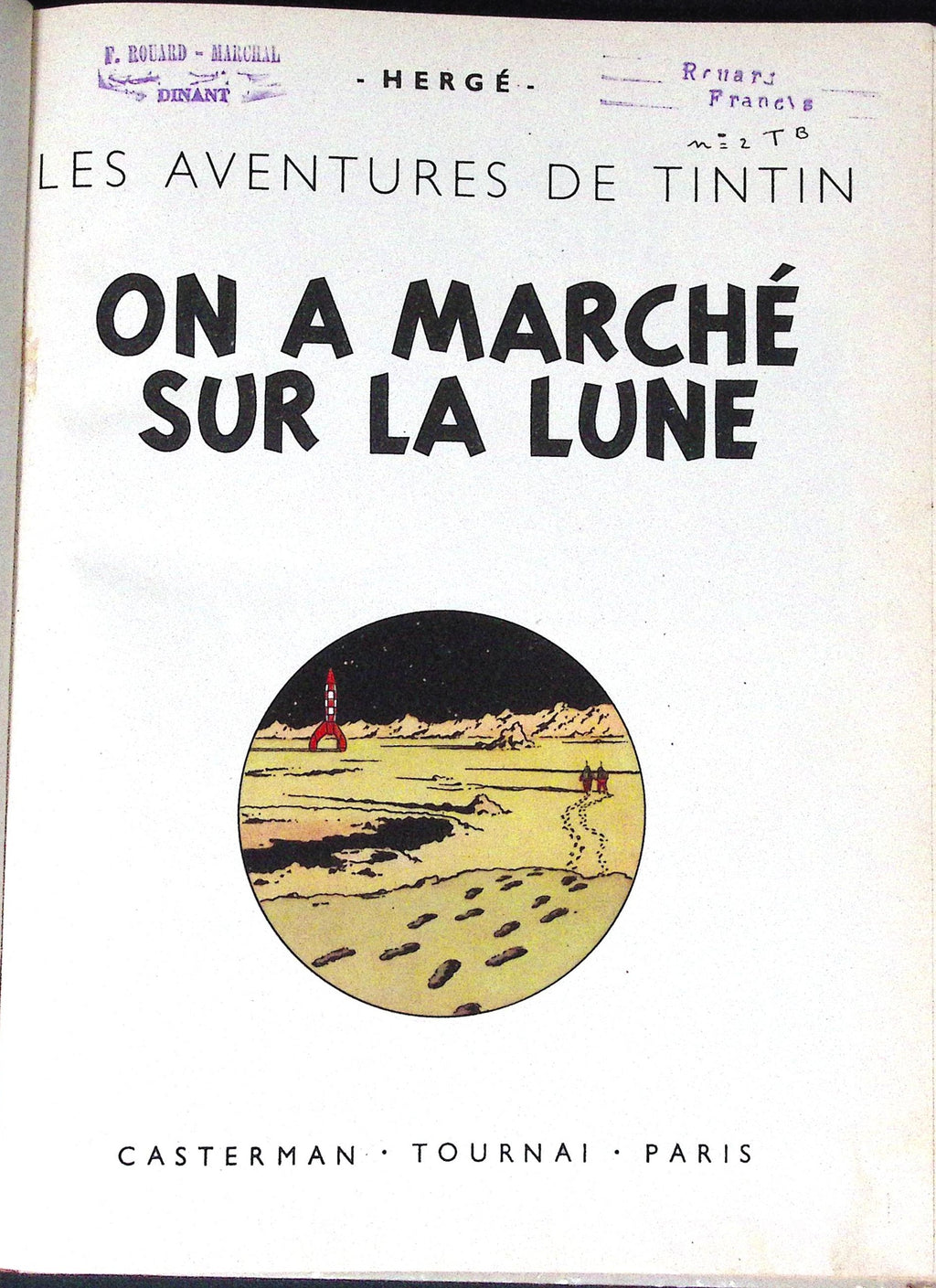 Bd Tintin - On a marché sur la lune B11 - Hergé - EO - 1954 - TBE - Casterman