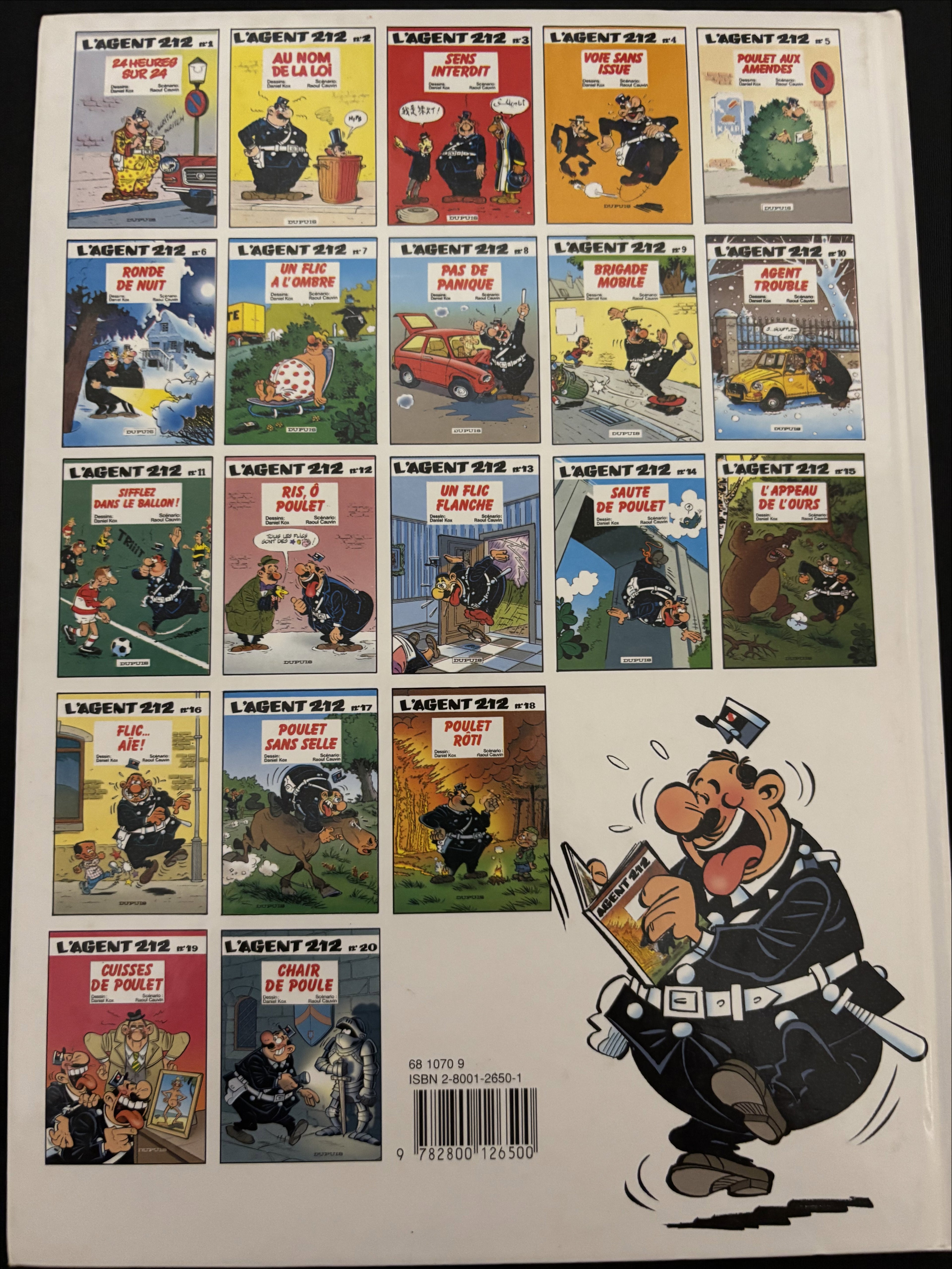 Bd dédicacée - Agent 212 - Chair de poule - Tome 20 - Kox - EO - 1999- TTBE - Dupuis