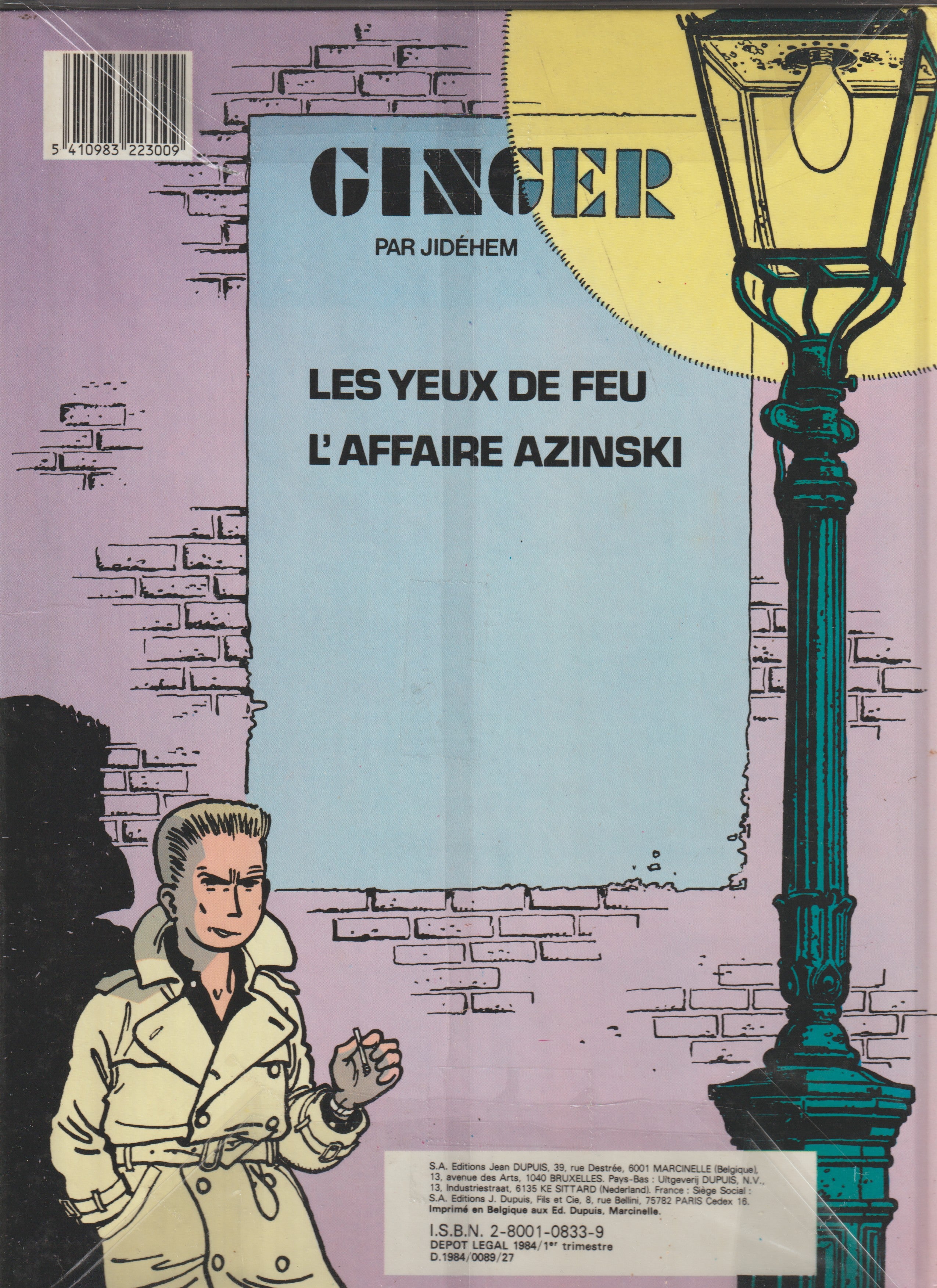 Bd - Ginger - L'affaire Azinski - Tome 2 -  Jidéhem - EO - 1984 - TTBE - Dupuis