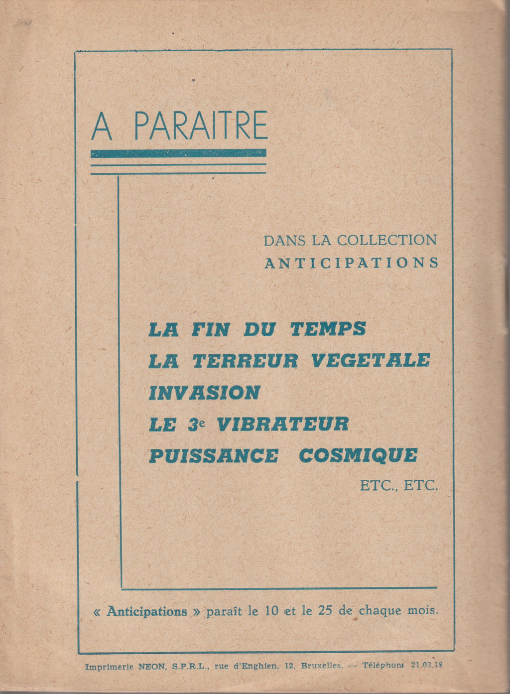 Livre science-fiction - Collection Anticipations - Livrets 1 à 13  - EO - 1945/1946- TBE- La Lucarne