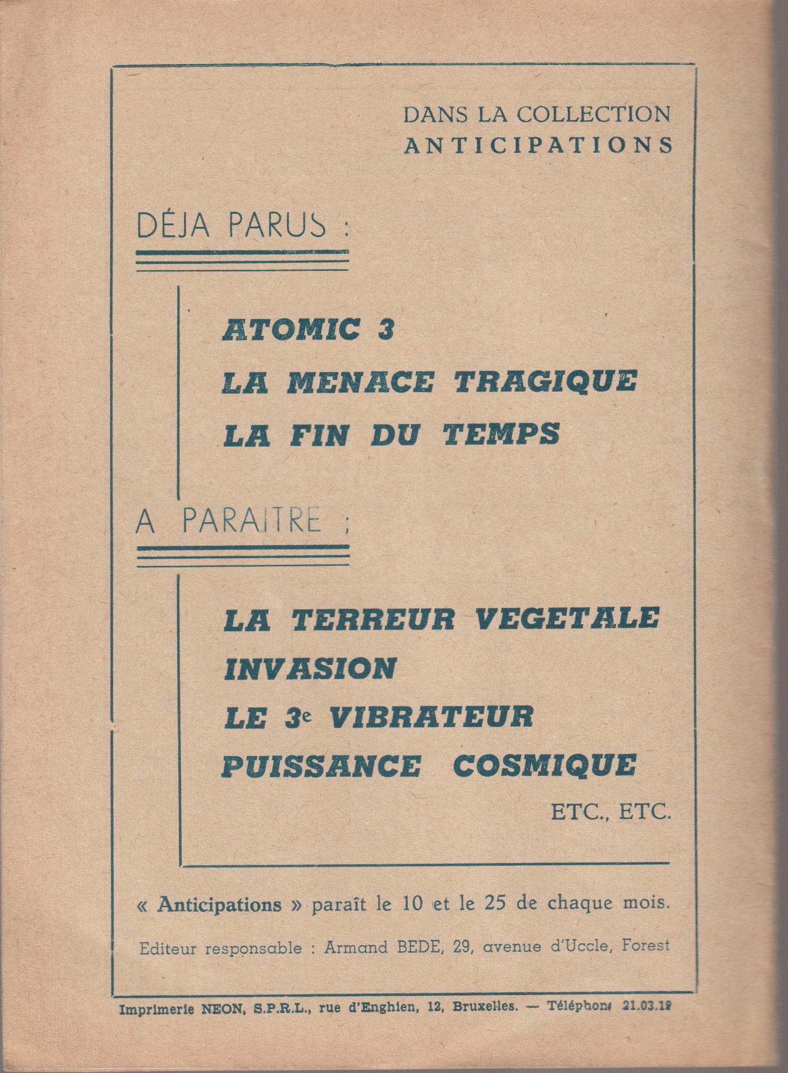 Livre science-fiction - Collection Anticipations - Livrets 1 à 13  - EO - 1945/1946- TBE- La Lucarne