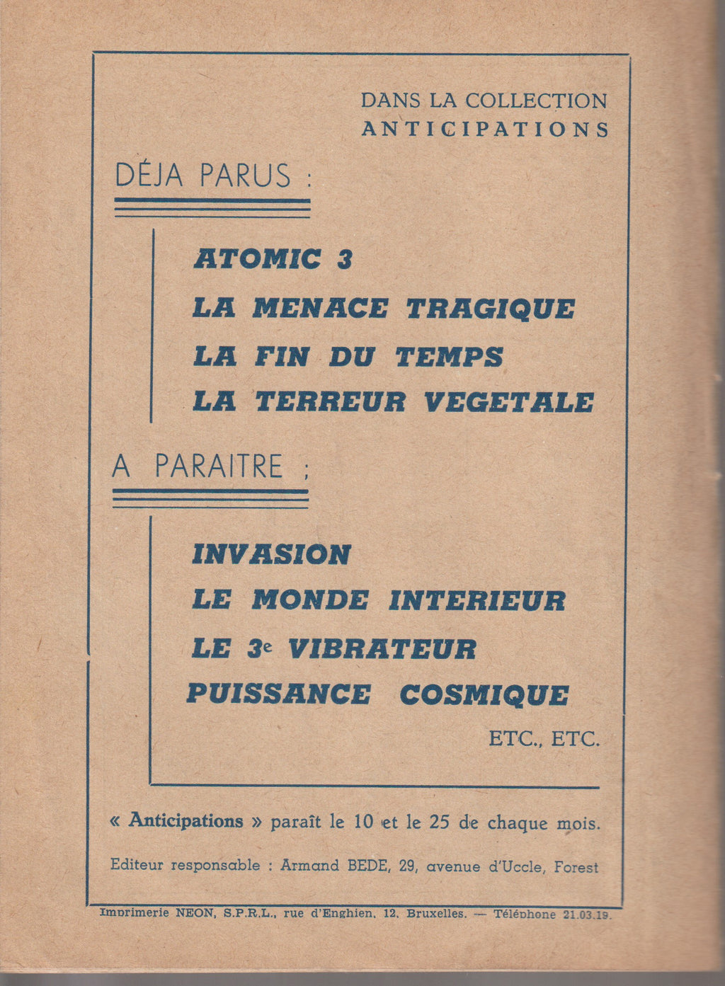 Livre science-fiction - Collection Anticipations - Livrets 1 à 13  - EO - 1945/1946- TBE- La Lucarne