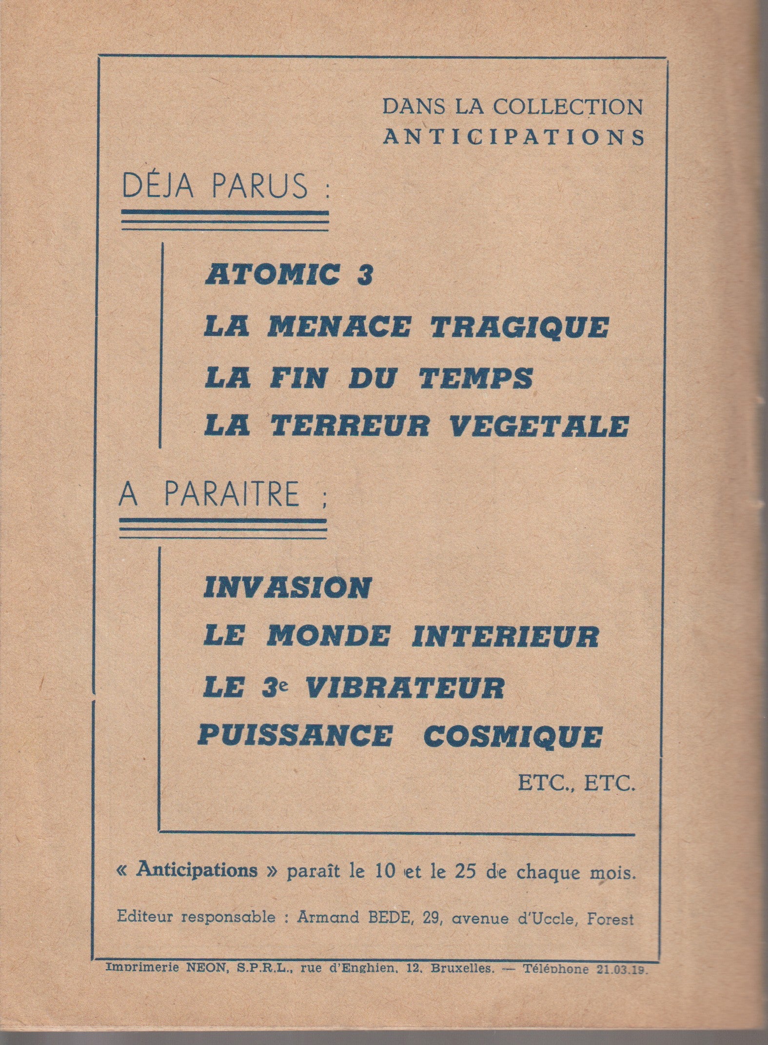 Livre science-fiction - Collection Anticipations - Livrets 1 à 13  - EO - 1945/1946- TBE- La Lucarne