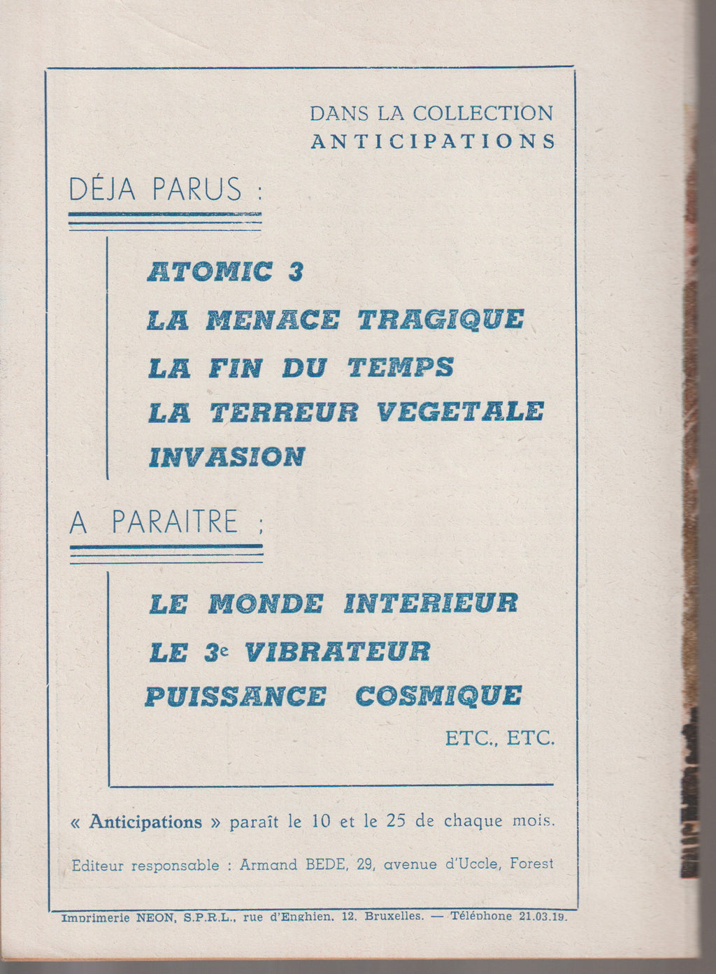 Livre science-fiction - Collection Anticipations - Livrets 1 à 13  - EO - 1945/1946- TBE- La Lucarne
