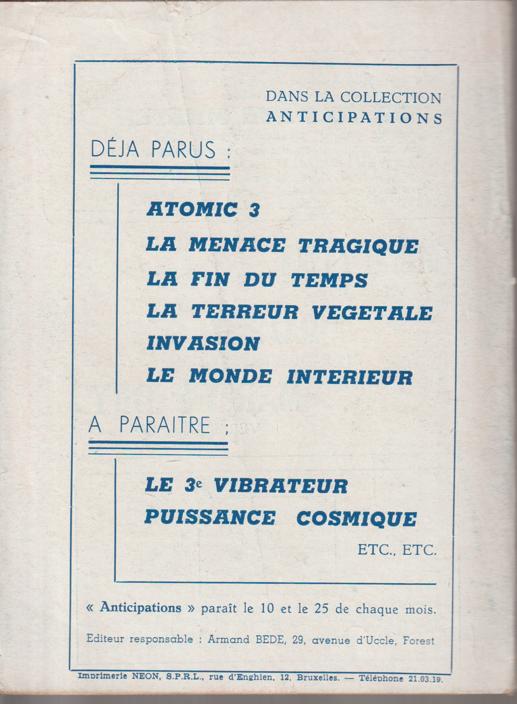 Livre science-fiction - Collection Anticipations - Livrets 1 à 13  - EO - 1945/1946- TBE- La Lucarne