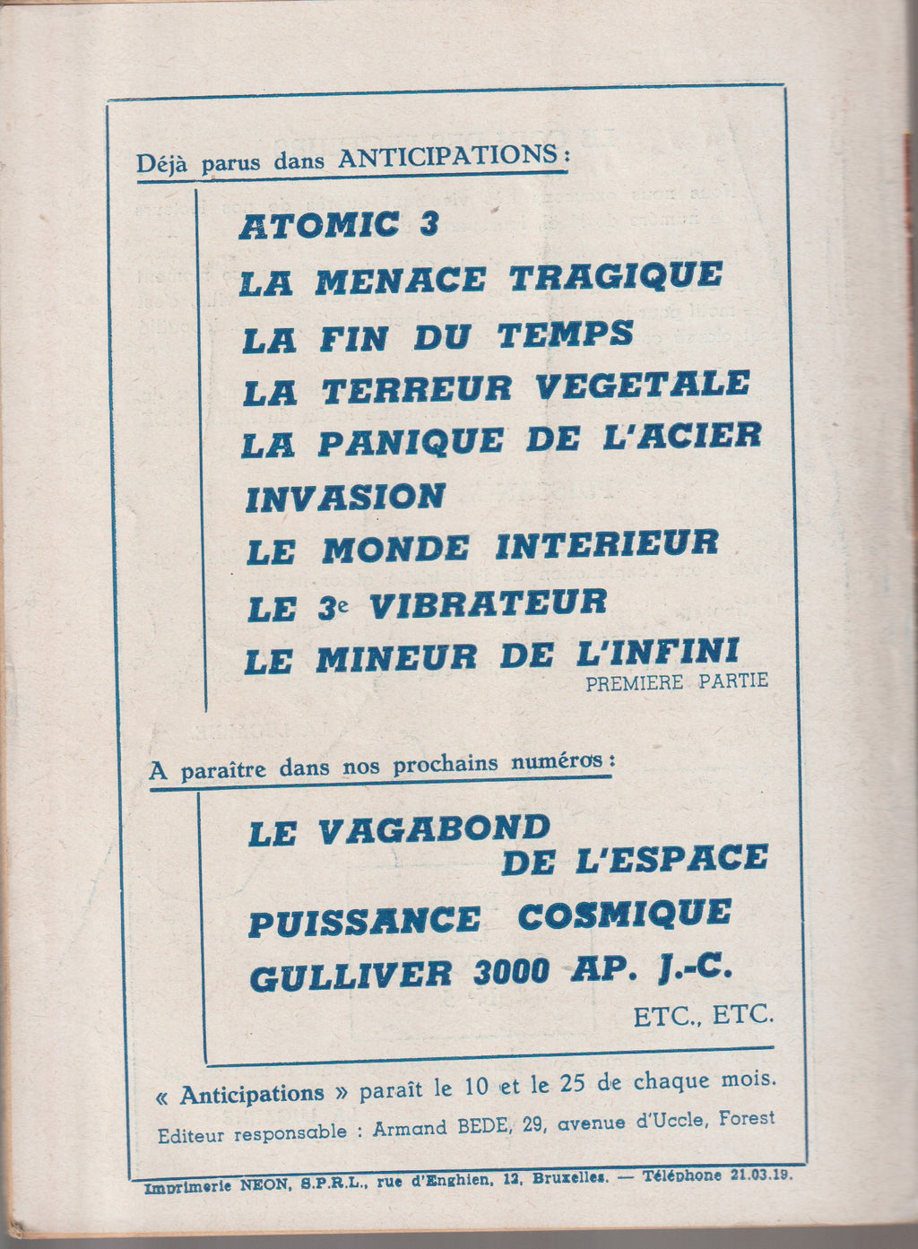Livre science-fiction - Collection Anticipations - Livrets 1 à 13  - EO - 1945/1946- TBE- La Lucarne