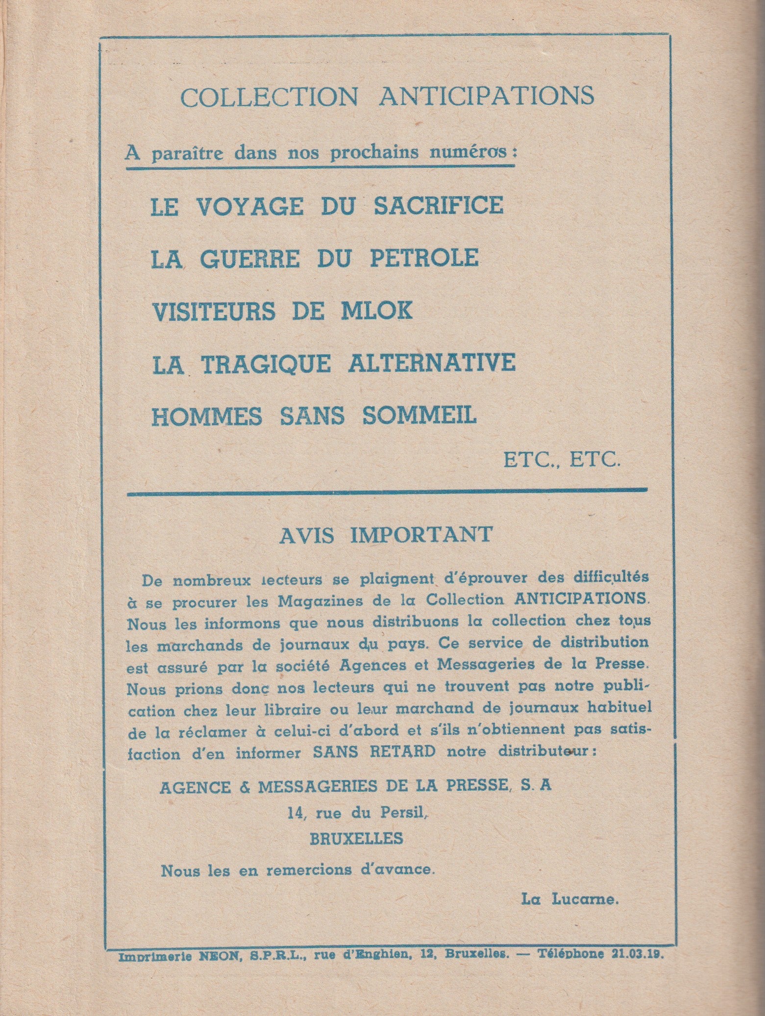 Livre science-fiction - Collection Anticipations - Livrets 1 à 13  - EO - 1945/1946- TBE- La Lucarne