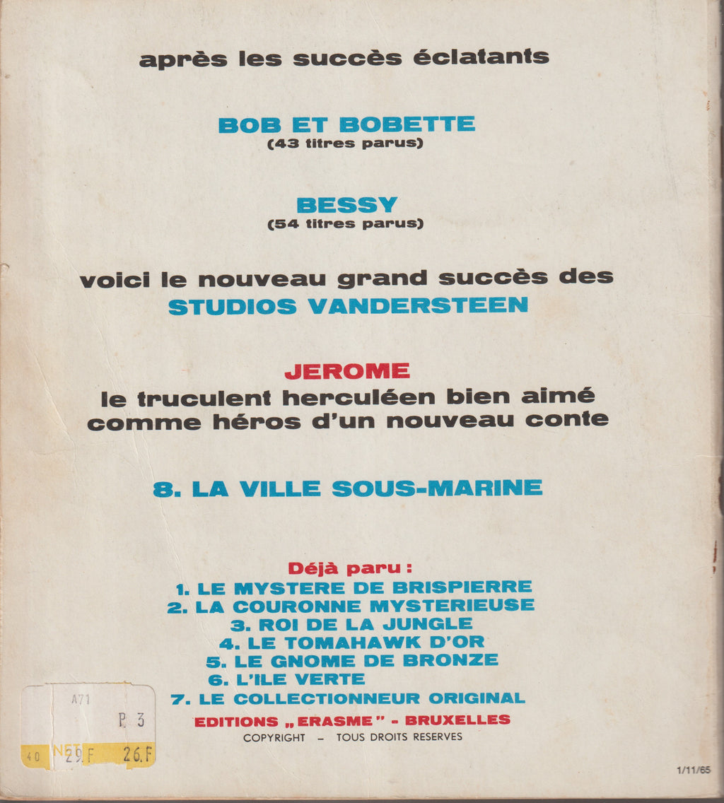 BD  Jérôme- La ville sous-marine - N°8 - EO- 1965 -TBE -Vandersteen
