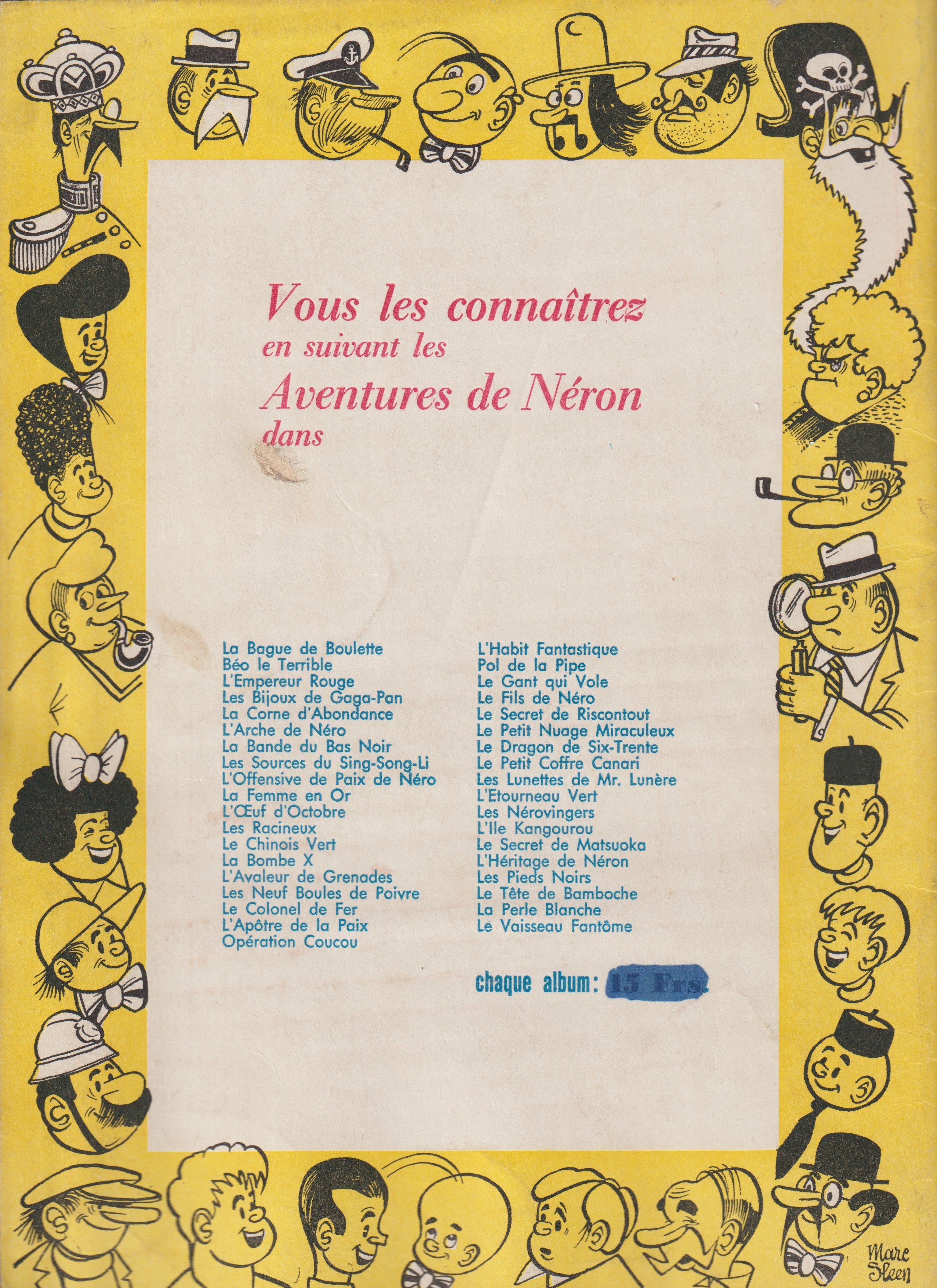 Bd - Les aventures de Neron - La tête de Bamboche - Tome 35 - Marc Sleen - EO - 1962 - TTBE - Editions du Samedi