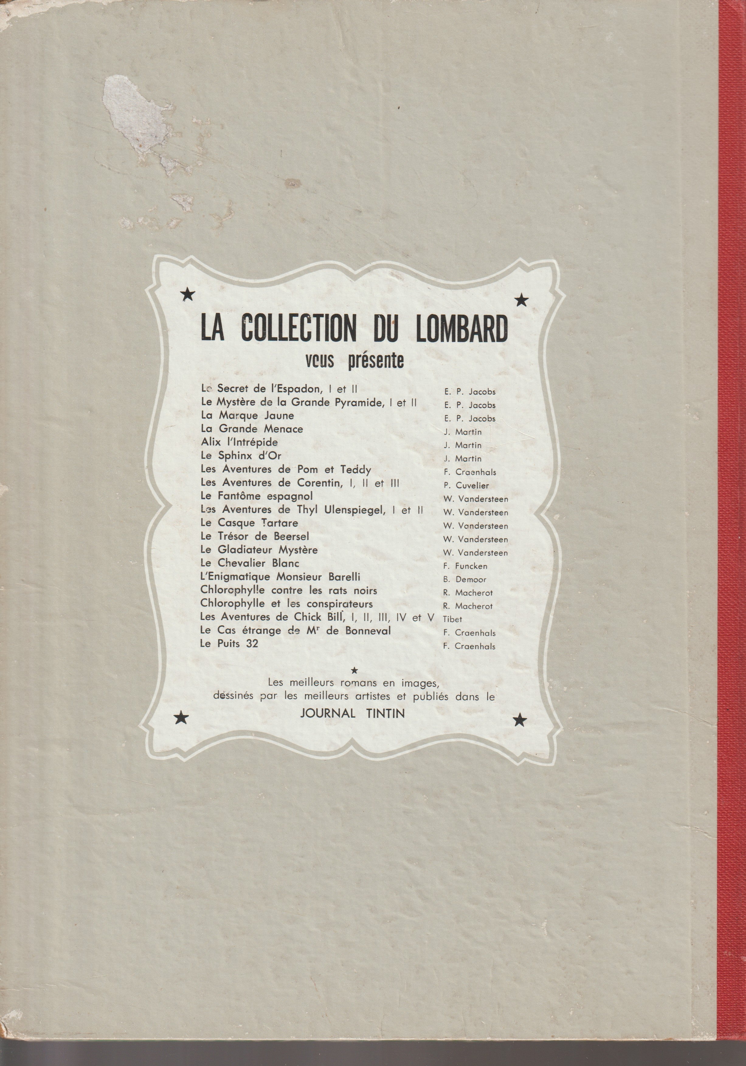 Bd - Le chevalier blanc - Funcken - EO - 1956 - TTBE - Collection du Lombard