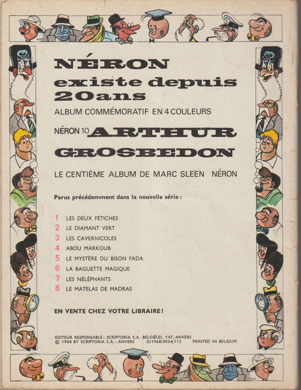 Bd - Les aventures de Neron - Arthur Grobedon - Tome 10 (Erasmes) - Marc Sleen - EO - 1968 - TTBE - Editions Erasmes