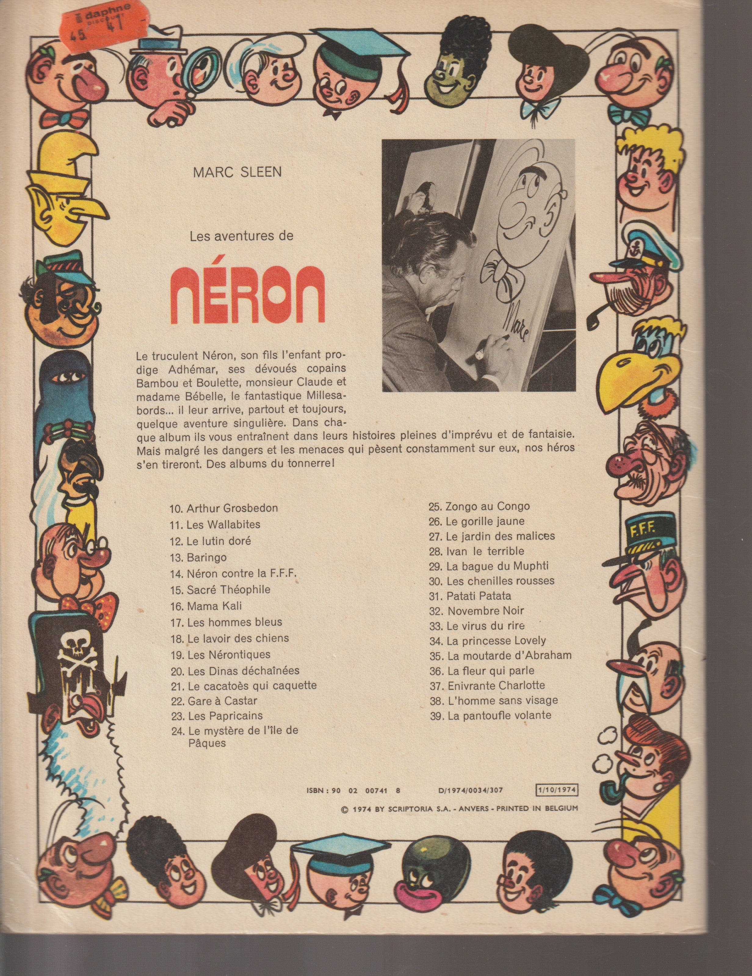 Bd - Les aventures de Neron - La pantoufle volante - Tome 39 (Erasmes) - Marc Sleen - EO - 1974 - TTBE - Editions Erasmes