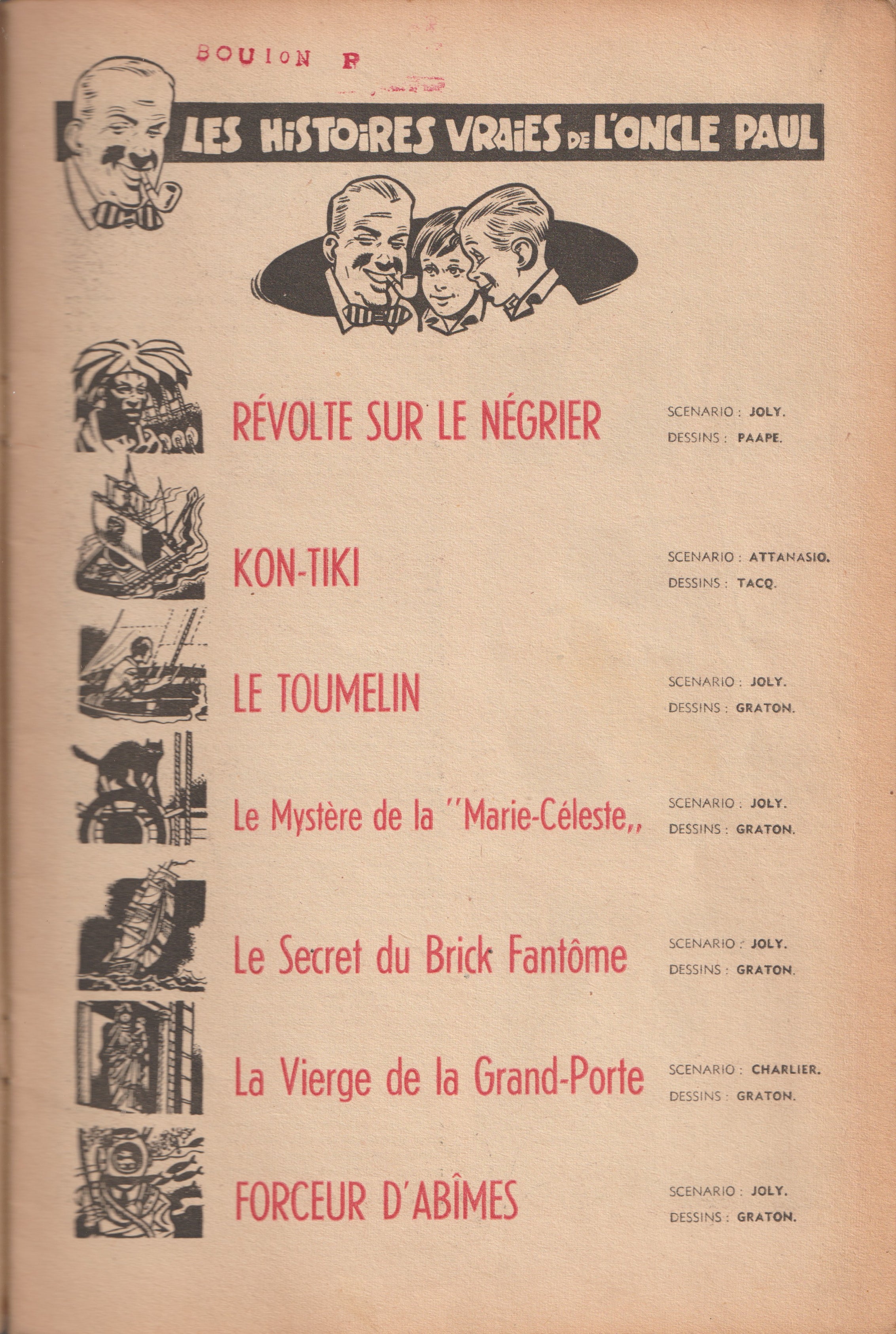 Bd - Les histoires vraies de l'oncle paul - Le mystère du Brick fantôme - Collectif - EO - 1953 - BE - Dupuis