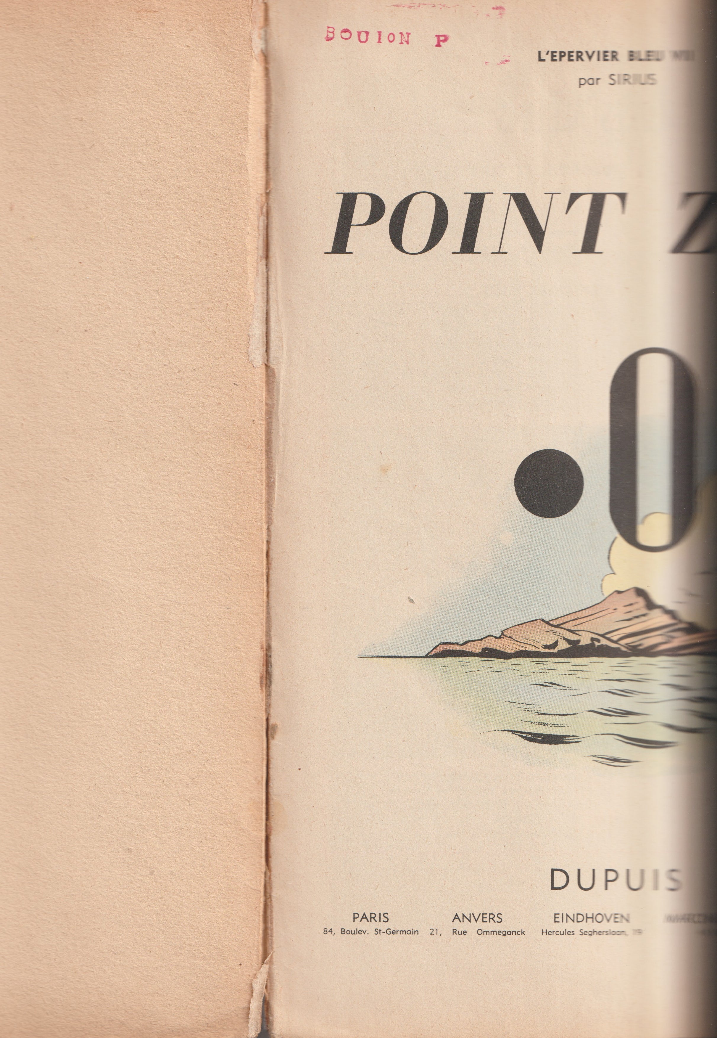 Bd - L'épervier bleu - Point Zero - Tome 7 - Sirius - EO - 1954 - BE - Dupuis
