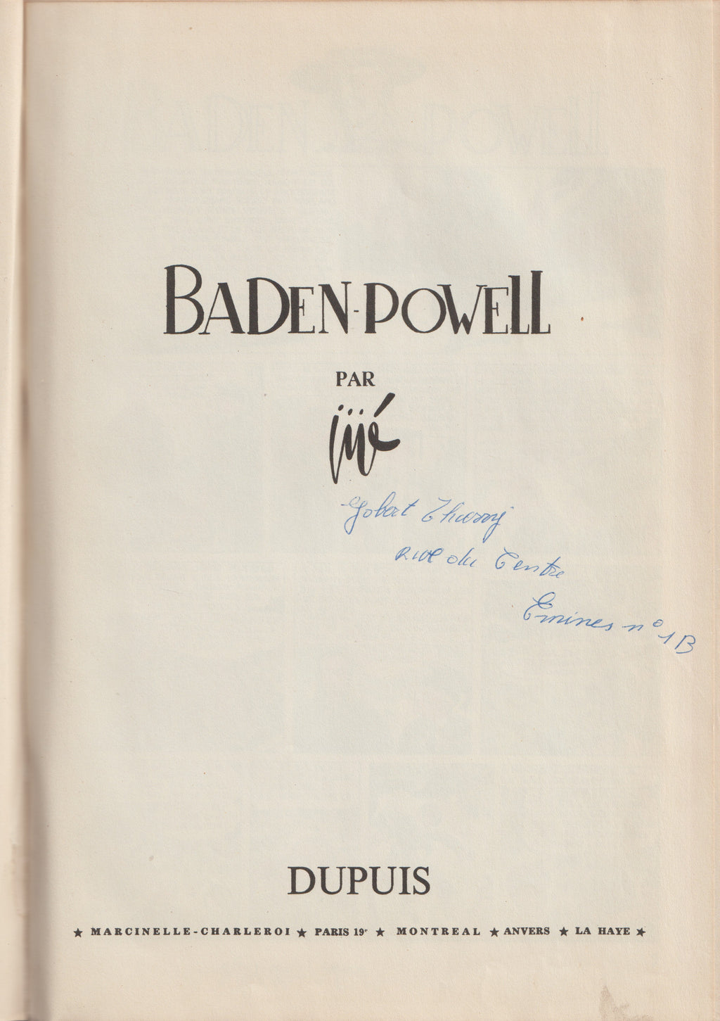Bd - Baden Powell - Jijé - RE - 1952 - EM - Dupuis