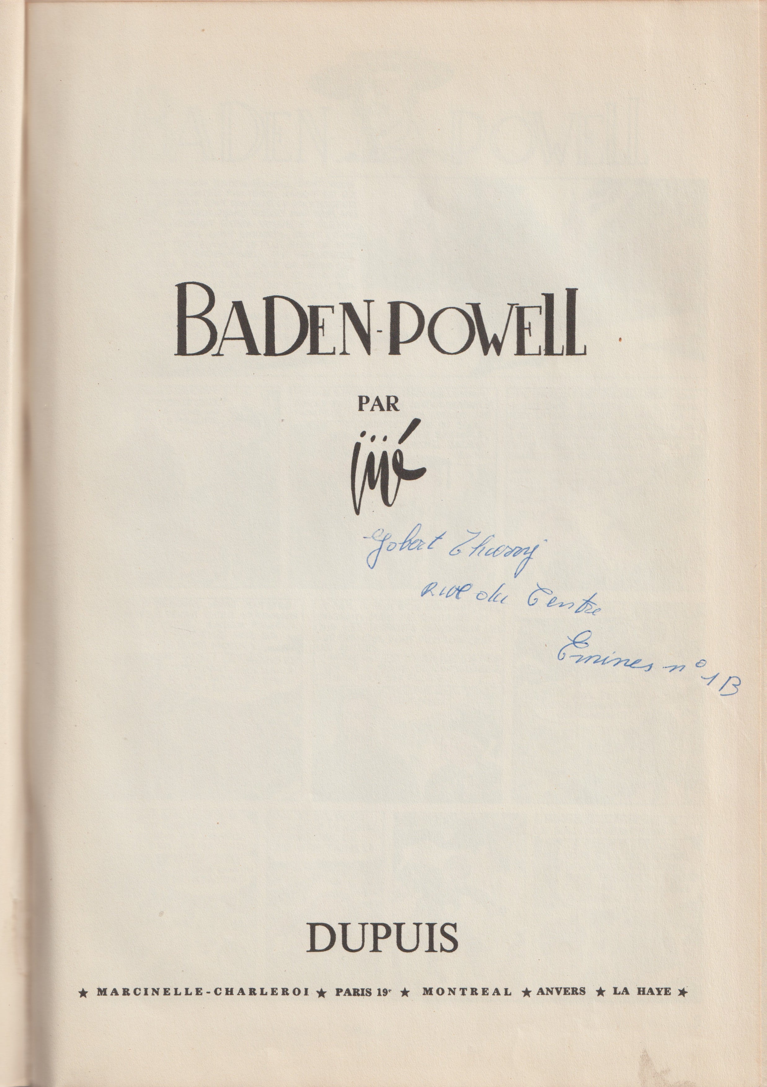 Bd - Baden Powell - Jijé - RE - 1952 - EM - Dupuis