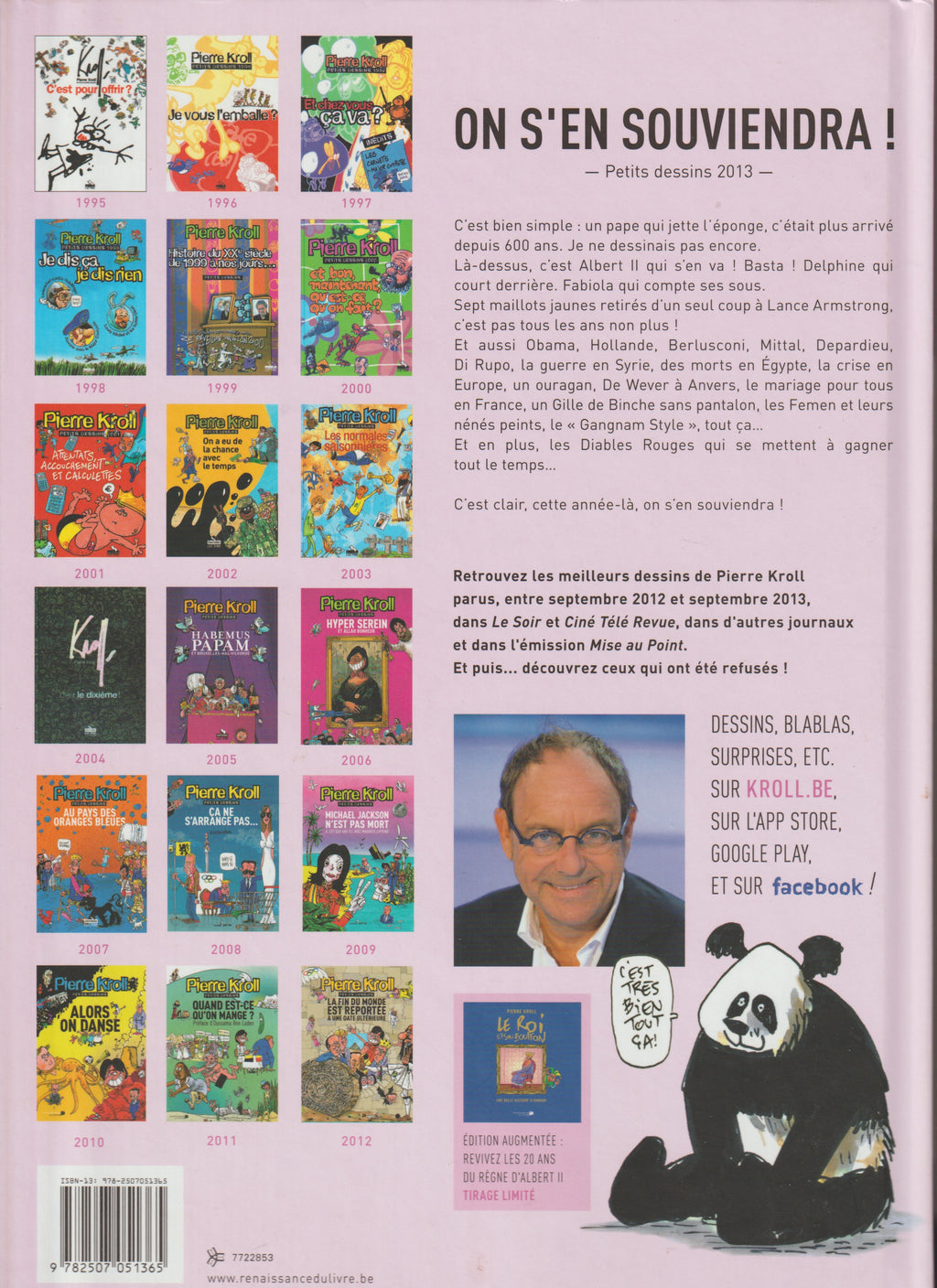 Bd - Pierre Kroll - On s'en souviendra - Petits dessins tome 19 - EO - 2013 - TTBE - Renaissance du livre