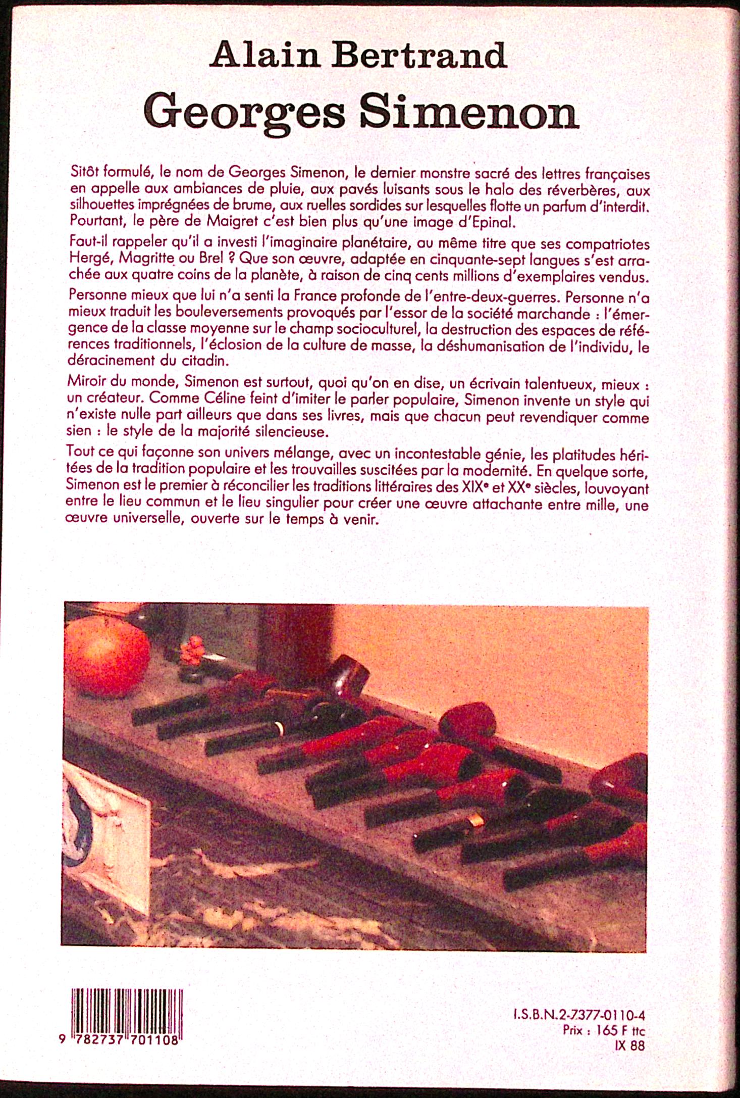 Livre - Georges Simenon - Alain Bertrand/Claude Menguy - Georges simenon - EO - 1988 - TTBE - La Manufacture