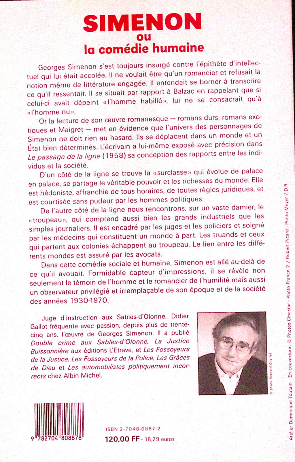 Livre - Georges Simenon - Didier Gallot/Alphonse Boudard - Simenon ou la comédie humaine - EO - 2003 - TTBE - France Empire