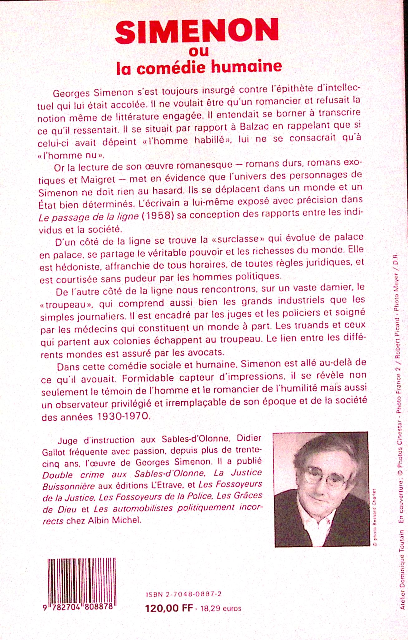 Livre - Georges Simenon - Didier Gallot/Alphonse Boudard - Simenon ou la comédie humaine - EO - 2003 - TTBE - France Empire