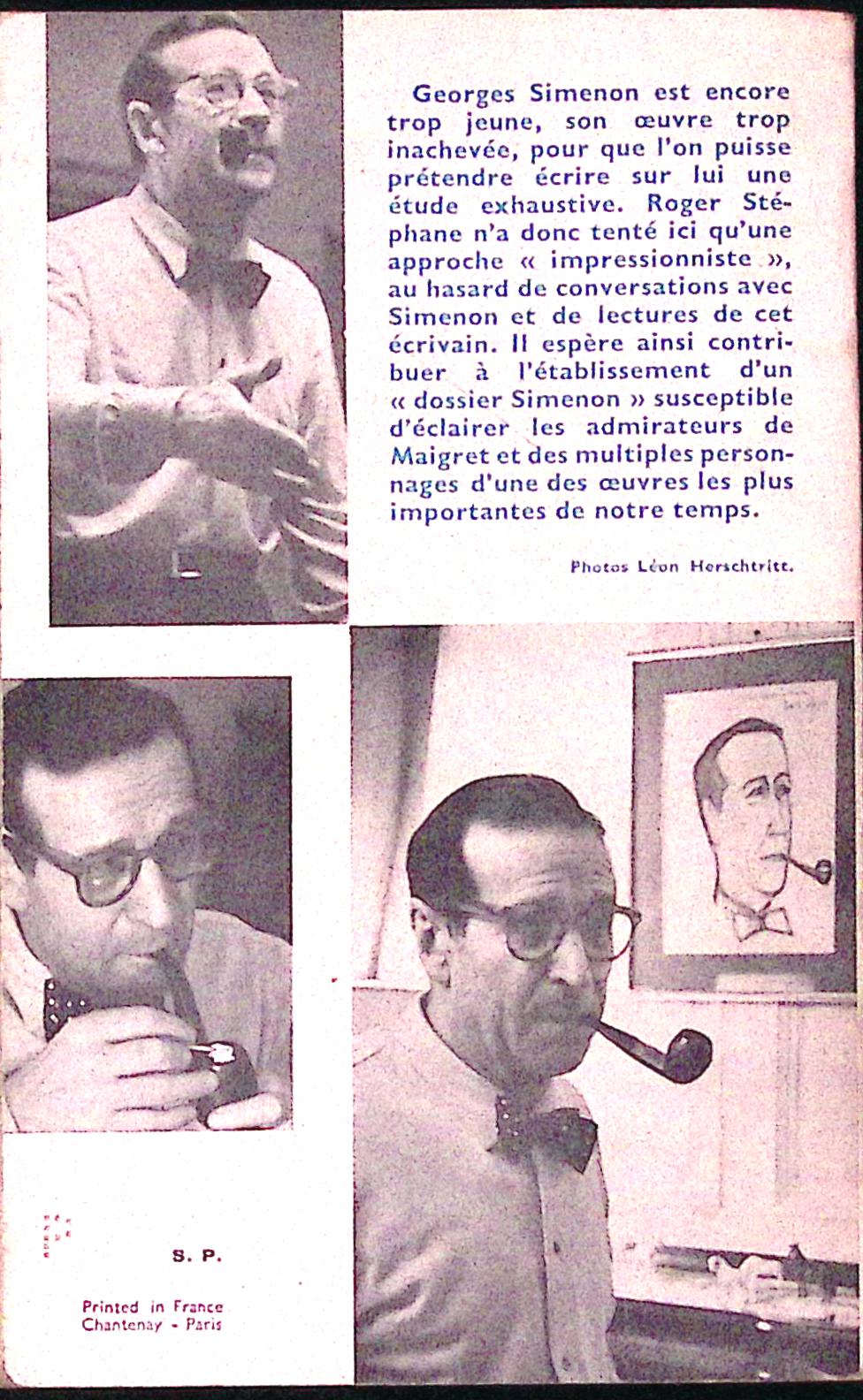 Livre - Georges Simenon - Roger stéphane -  Roger Stéphane. Le Dossier Simenon - EO - 1961 - TBE - Laffont