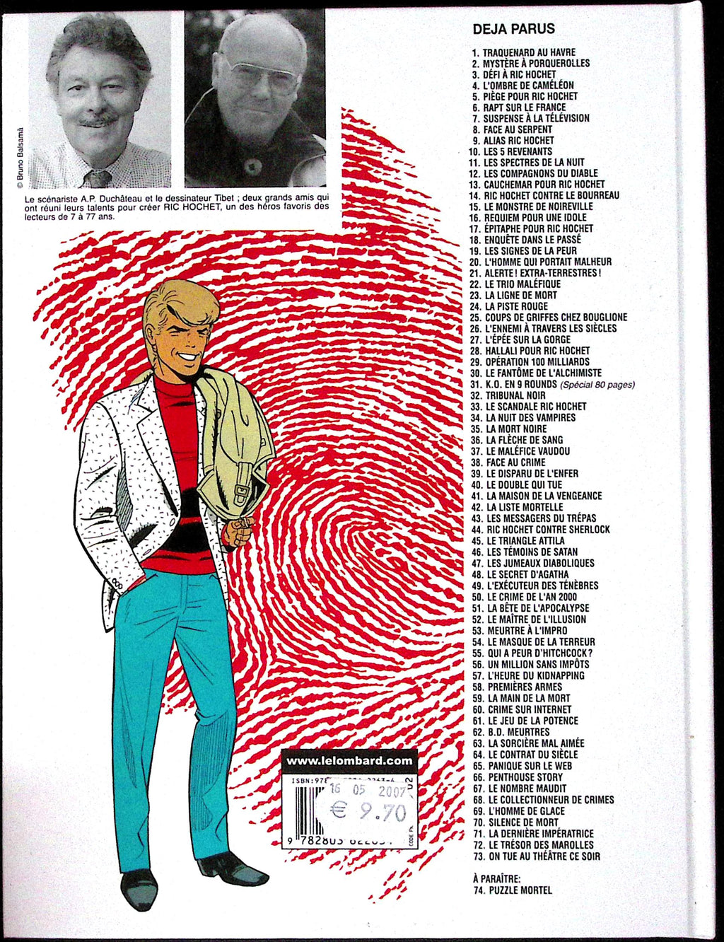 BD - Ric Hochet - On tue au théâtre ce soir - Tome 73 - EO - 2007 - TTBE - Le Lombard