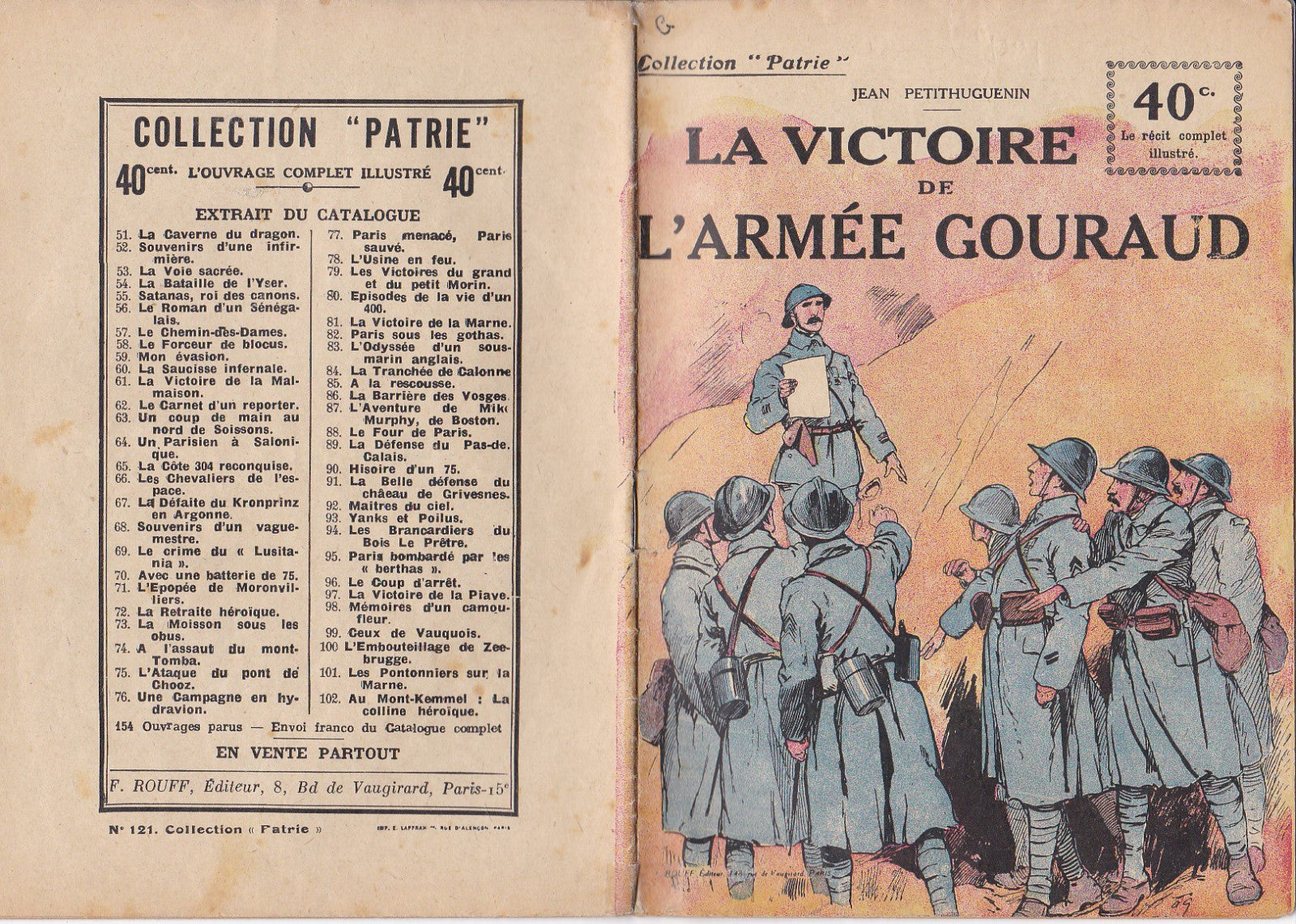Collect. Patrie - La victoire de l'armée Gouraud - N°121-EO - 1919  TBE Petithuguenin