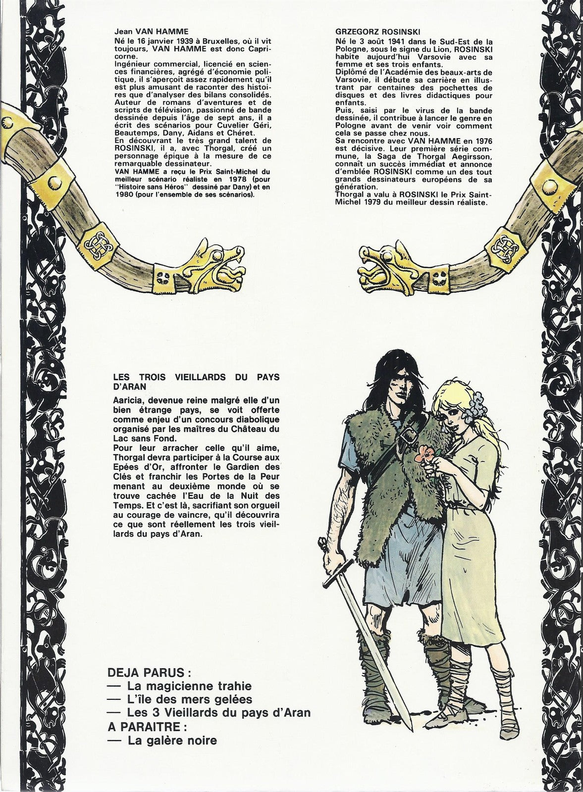 BD  Thorgal  - N°3- Les 3 vieillards du pays d'Aran -  E.O .1981  TBE - Rosinski