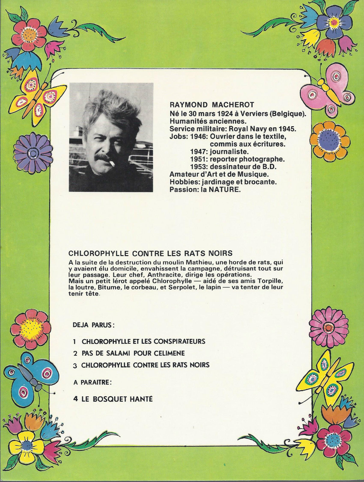 BD -Chlorophylle -contre les rats noirs  - E.O brochée (CV) .1979- TBE -Macherot