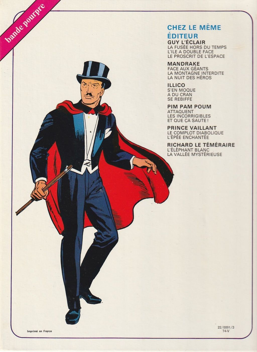 BD Mandrake - La nuit des héros - N°3 - EO -1974 -TBE- Davis