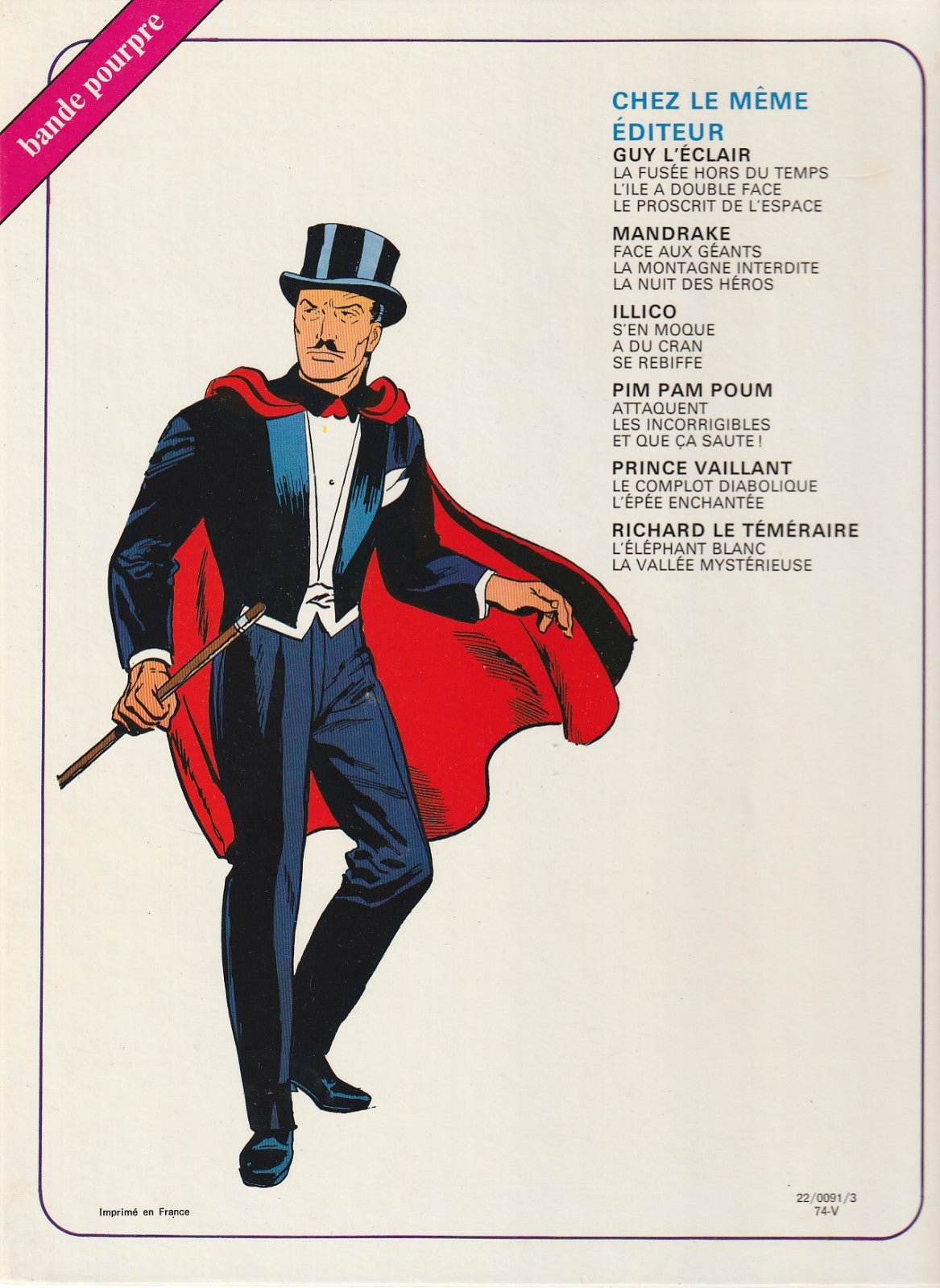 BD Mandrake - La nuit des héros - N°3 - EO -1974 -TBE- Davis