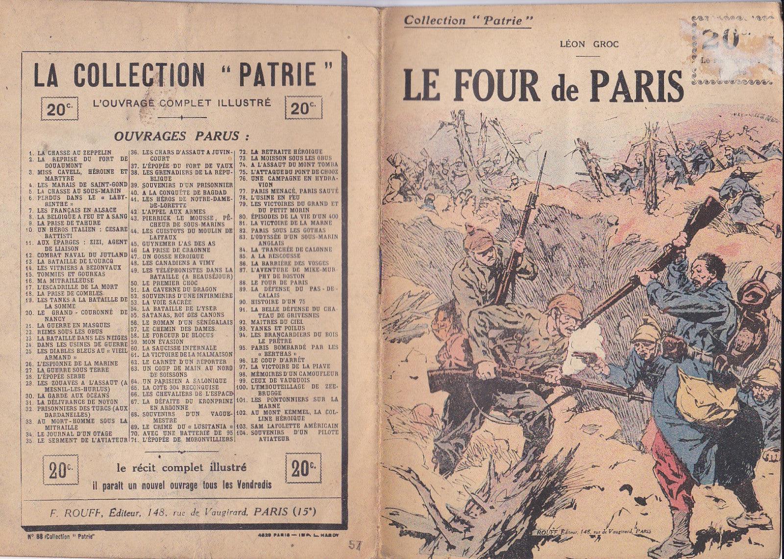Collection Patrie - LE FOUR de PARIS - N°88-EO - 1918  TBE Groc