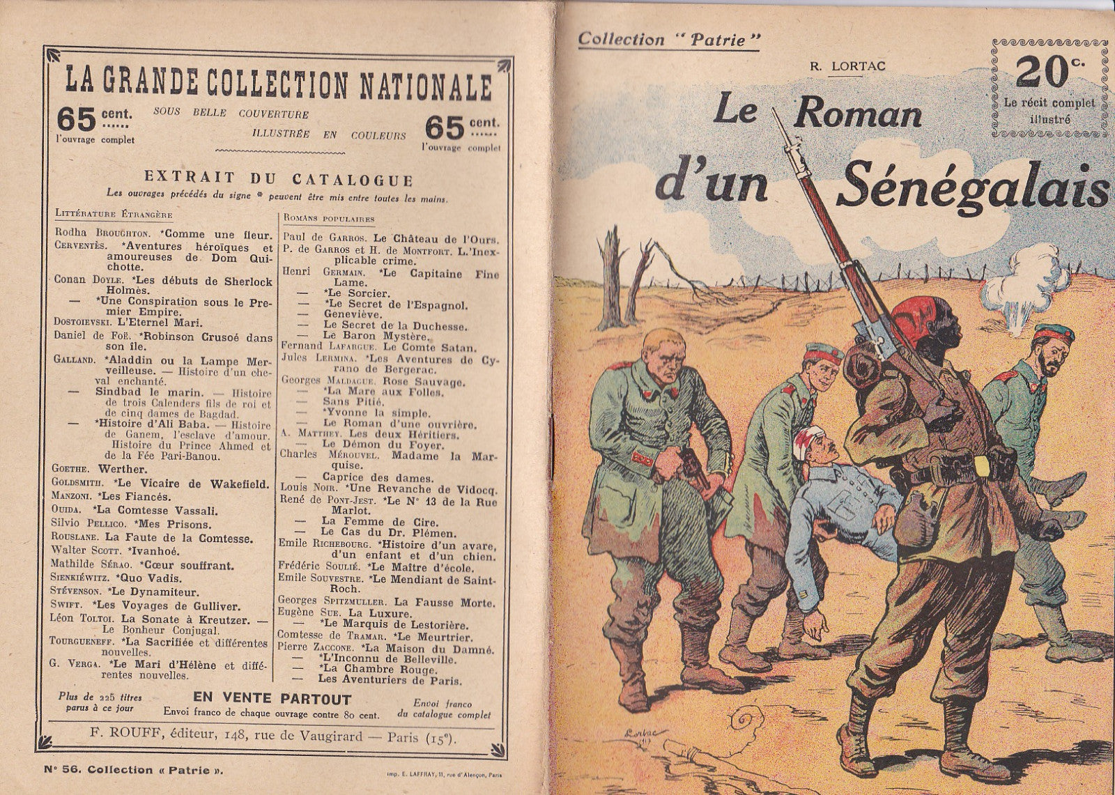 Collection Patrie - Le roman d'un Sénégalais - N°56-EO - 1918  TBE Lortac