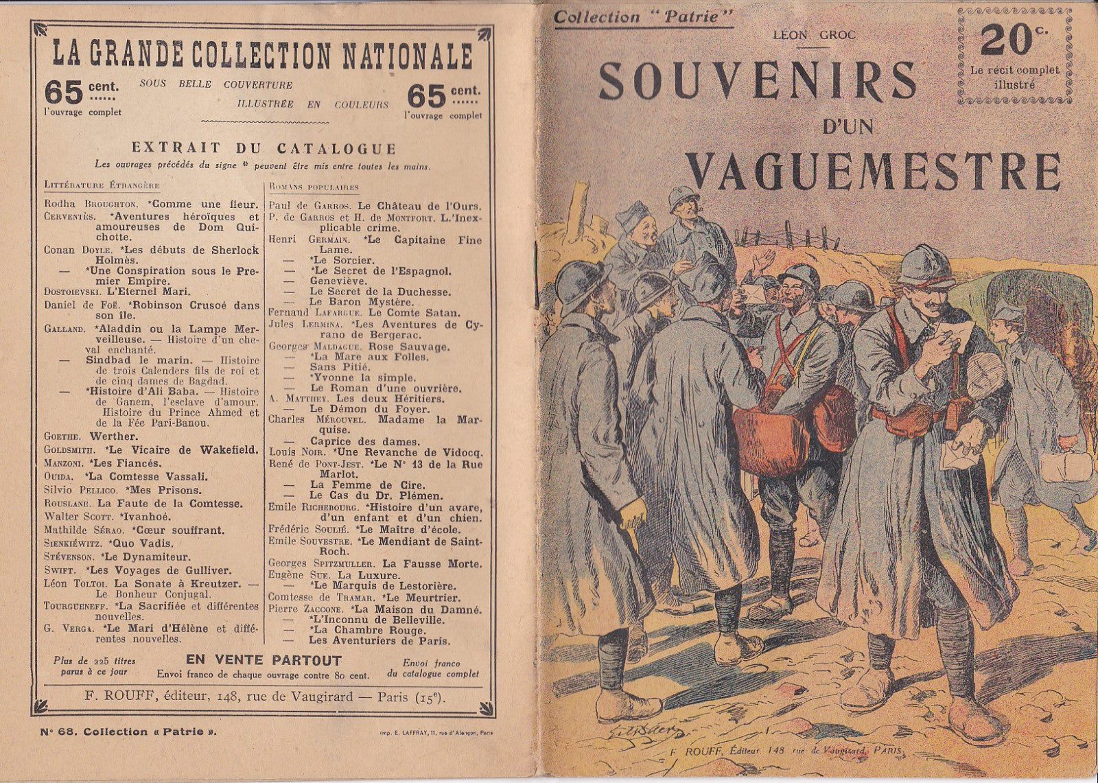 Collection Patrie - Souvenirs d'un Vaguemestre - N°68-EO - 1918  TBE Groc