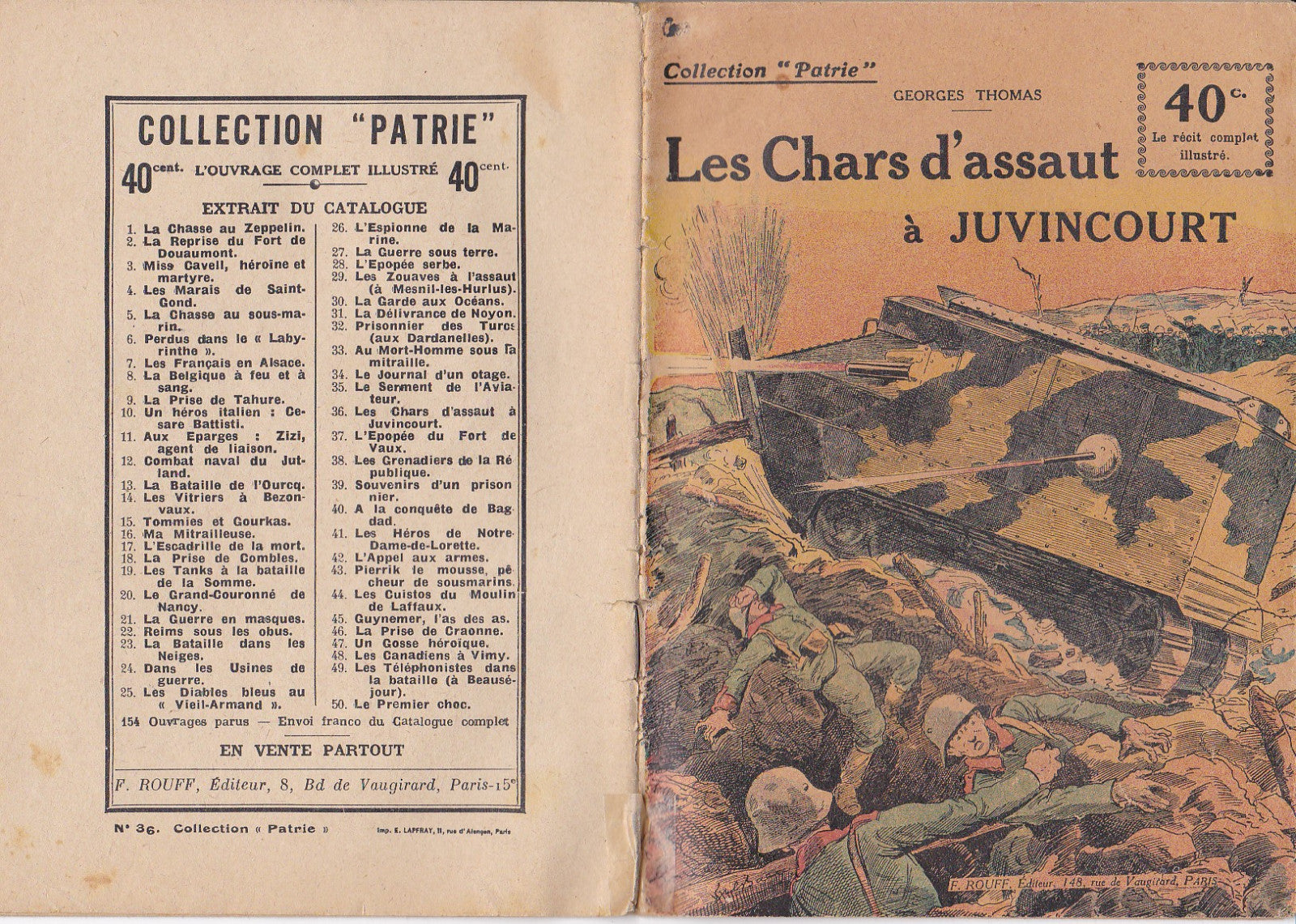 Collection Patrie - Les chars d'assaut à Juvincourt - N°36-EO - 1917  TBE Thomas