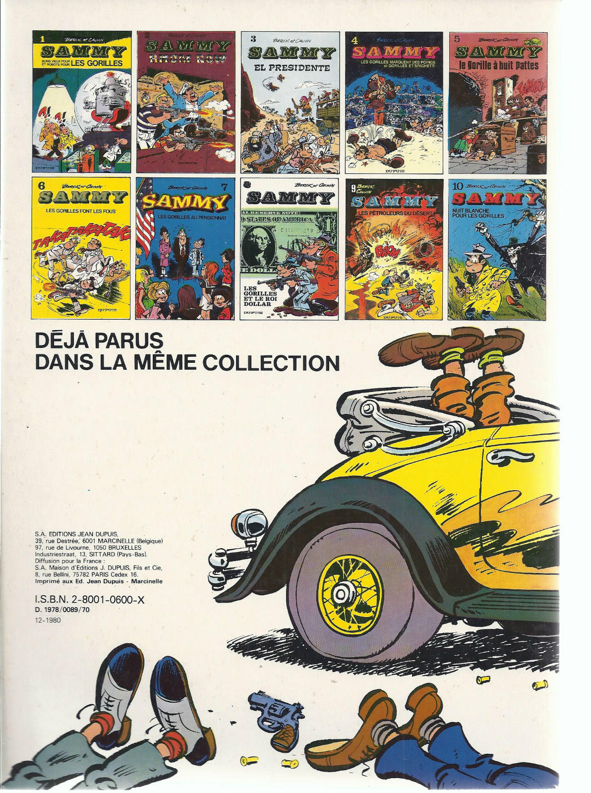 BD  Sammy - N°11 - 2 histoires de gorilles - RE. .1980 -  TBE - Berck