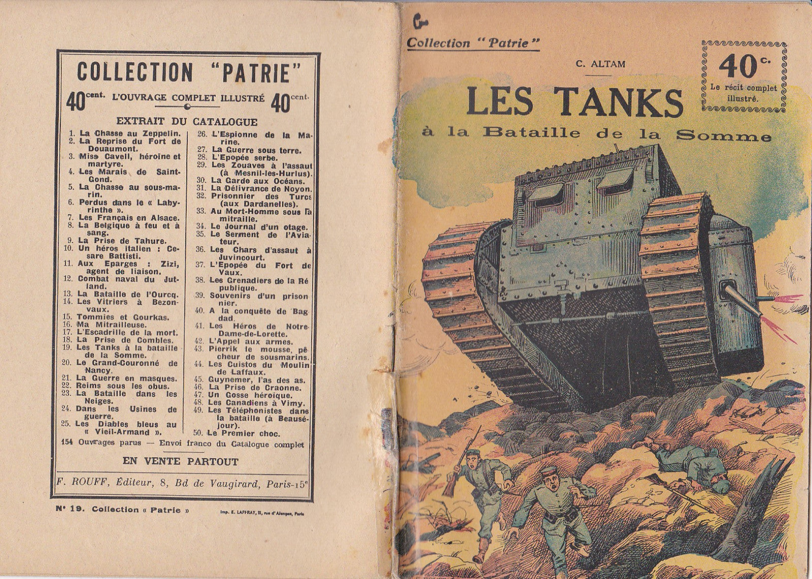 Collection Patrie - Les tanks à la bataille de la Somme - N°19-EO - 1917  BE Altam
