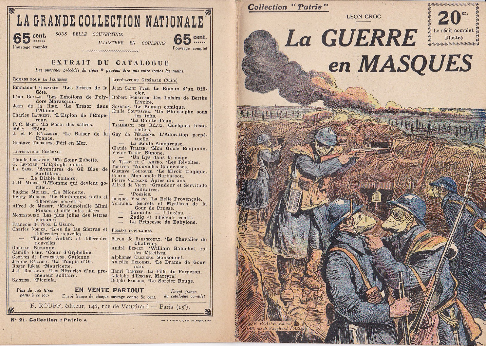 Collection Patrie - La guerre en masques - N°21-EO - 1917  TBE Groc