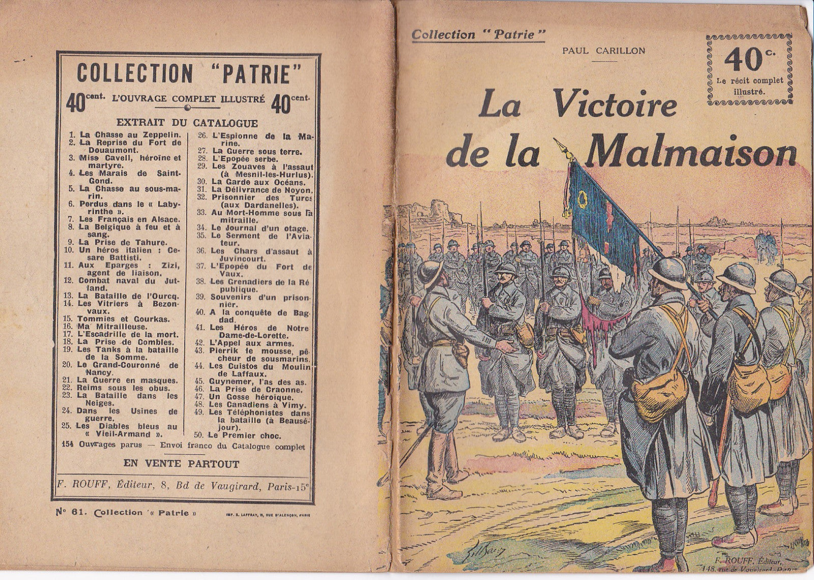 Collection Patrie - La Victoire de la Malmaison - N°61-EO - 1918  TBE Carillon