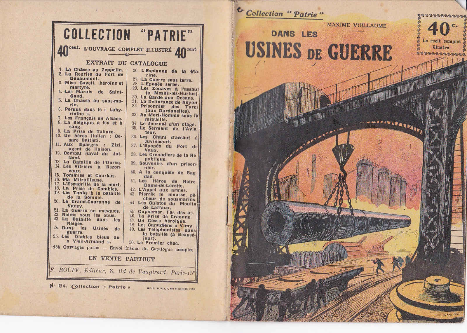 Collection Patrie - Dans les usines de guerre - N°24-EO - 1917  BE Vuillaume