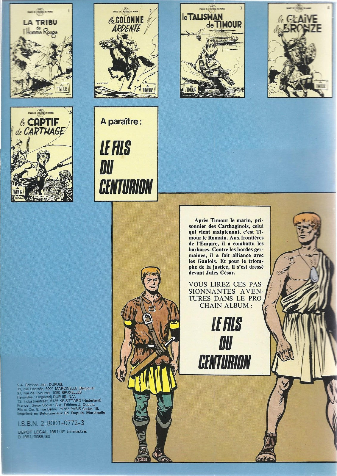BD   Timour (les) - N°5 -  Le captif de Carthage  - Ré.1981 TBE - Sirius