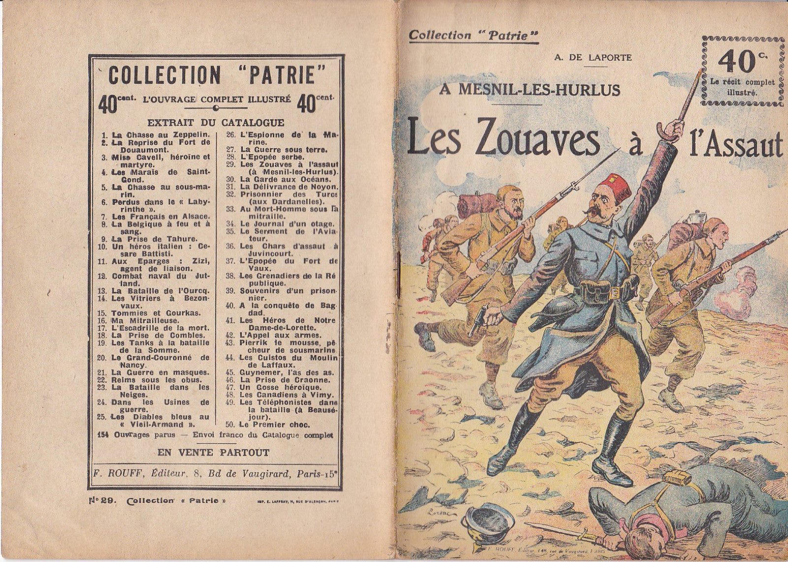 Collection Patrie - The Zouaves attacking - N°29-EO - 1917 VGC De Laporte