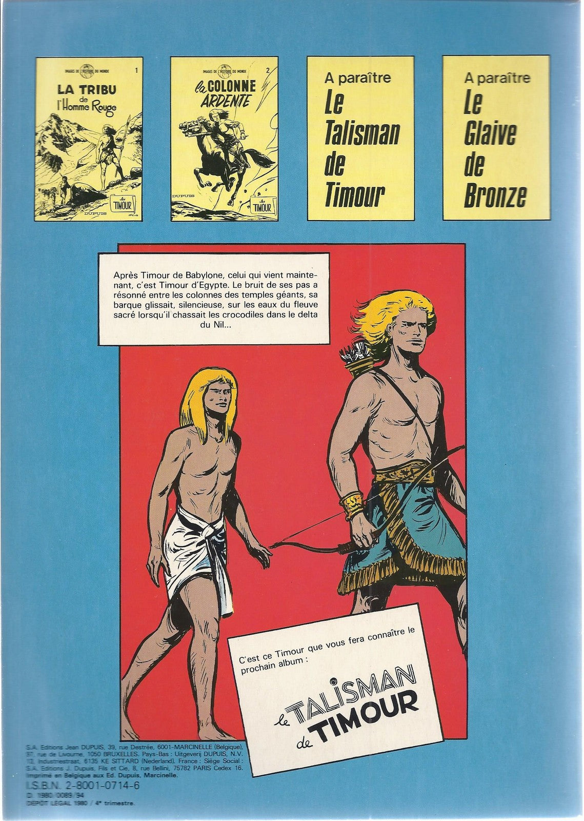 BD   Timour (les) - N°2 -  La colonne ardente  - Ré.1980  TBE - Sirius