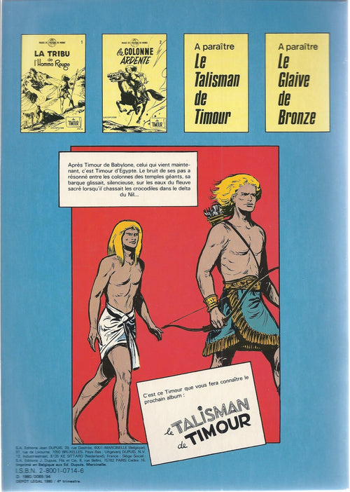 BD   Timour (les) - N°2 -  La colonne ardente  - Ré.1980  TBE - Sirius