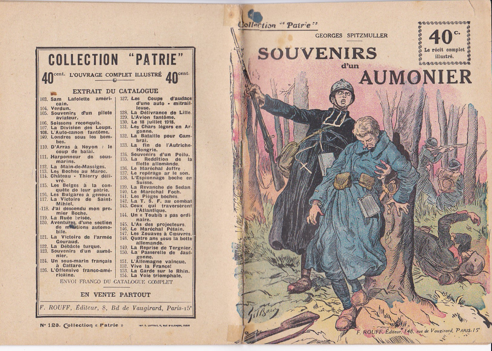 Collect. Patrie - Souvenirs d'un Aumonier - N°123-EO - 1919  Spitzmuller