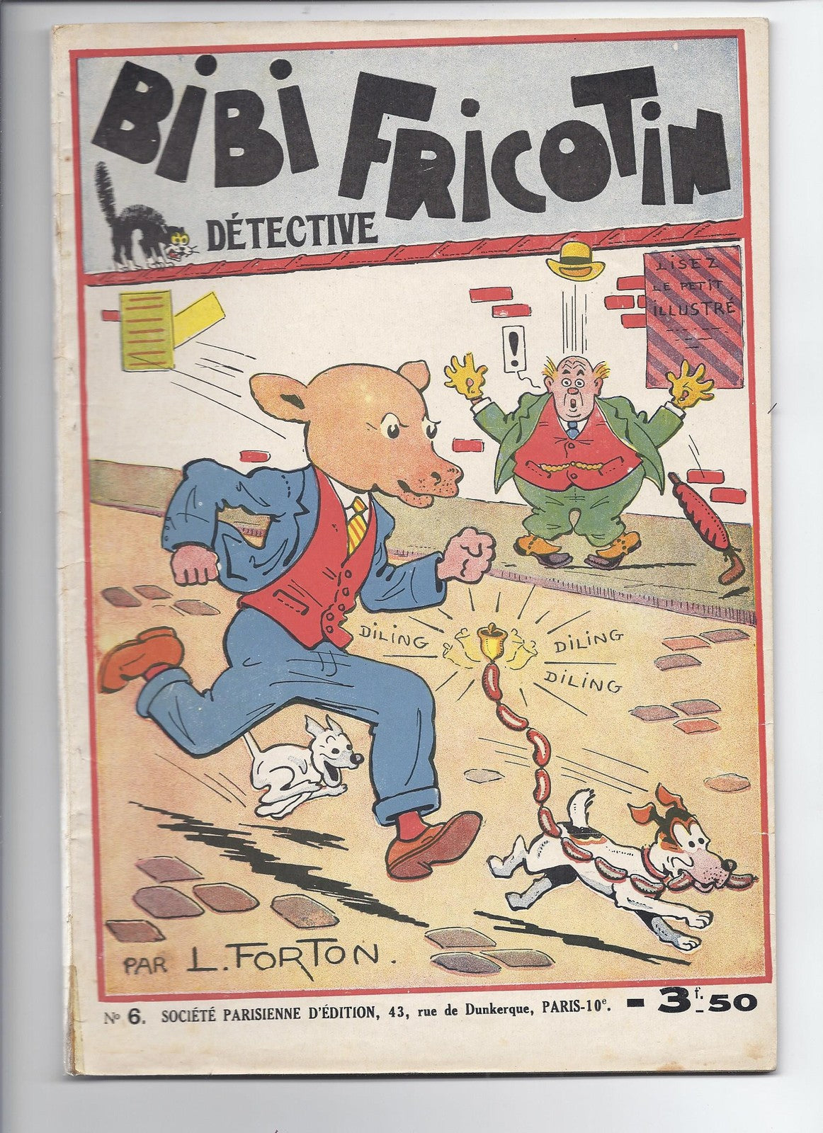 BD  Bibi fricotin détective   - N°6 - EO -  1933  - BE - Louis Forton